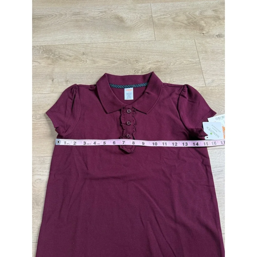 NWT Girls Kid Gymboree playproof uniforms nanotex short sleeve polo maroon sz 12